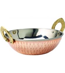 Copper Kadai Dishes with Brass handles 6"S1093
